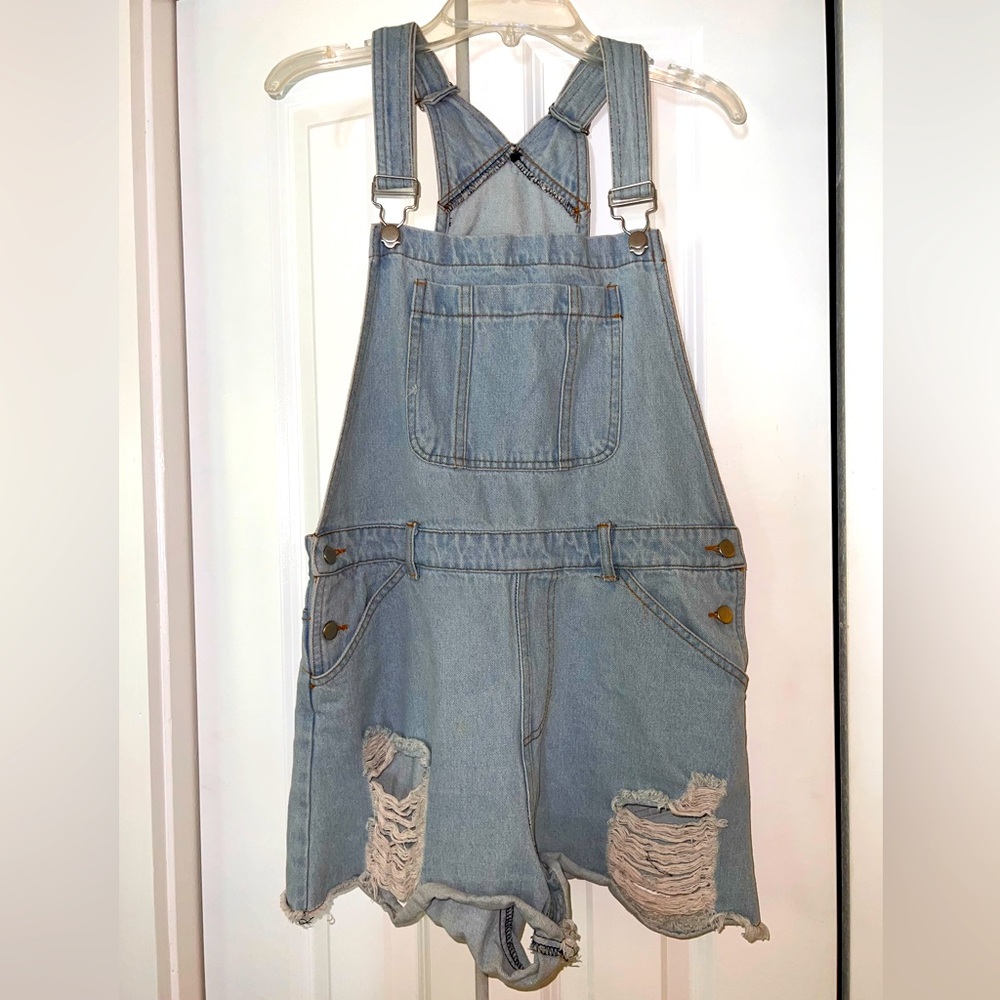 Distressed Short-alls/overalls